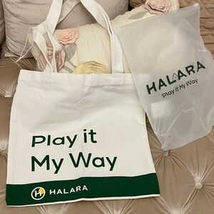 NWT Halara White and Green Tote Bag